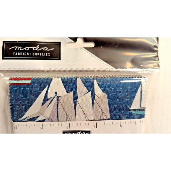 Moda Lakeside Story Sailing Boats Blue 42 5-in Charm Precut Fabric Quilt Squares - Picture 2 of 11
